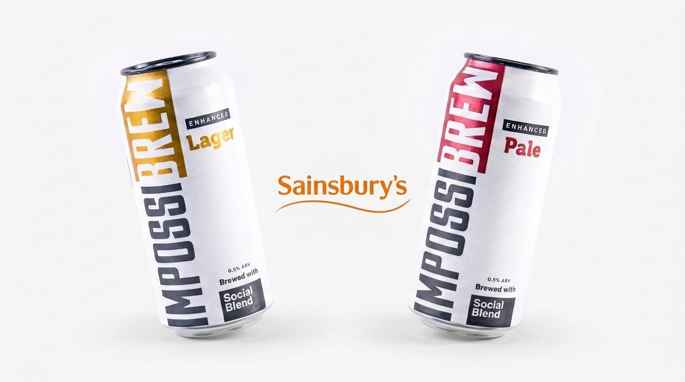 IMPOSSIBREW Enhanced Beer available at Sainsburys