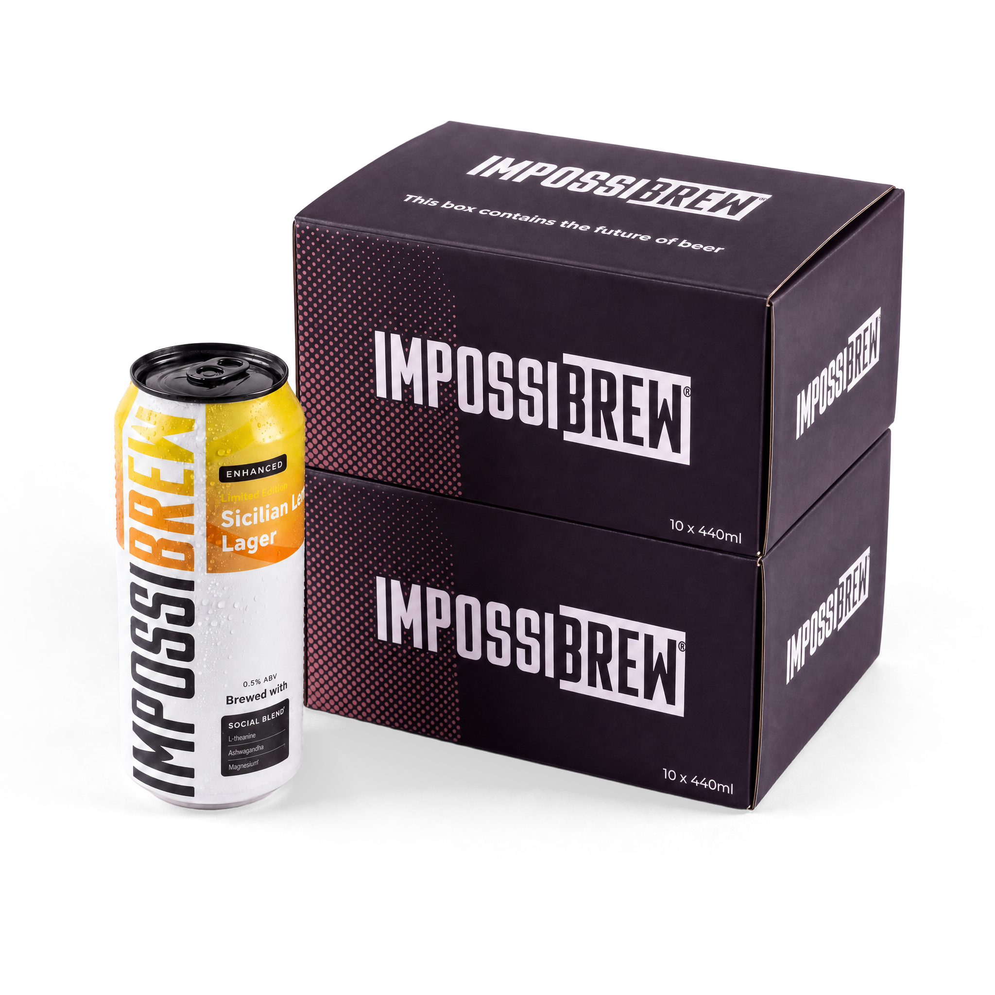 IMPOSSIBREW Sicilian Lemon & Apricot Lager 20-can quantity image - two 10-pack cartons and one can