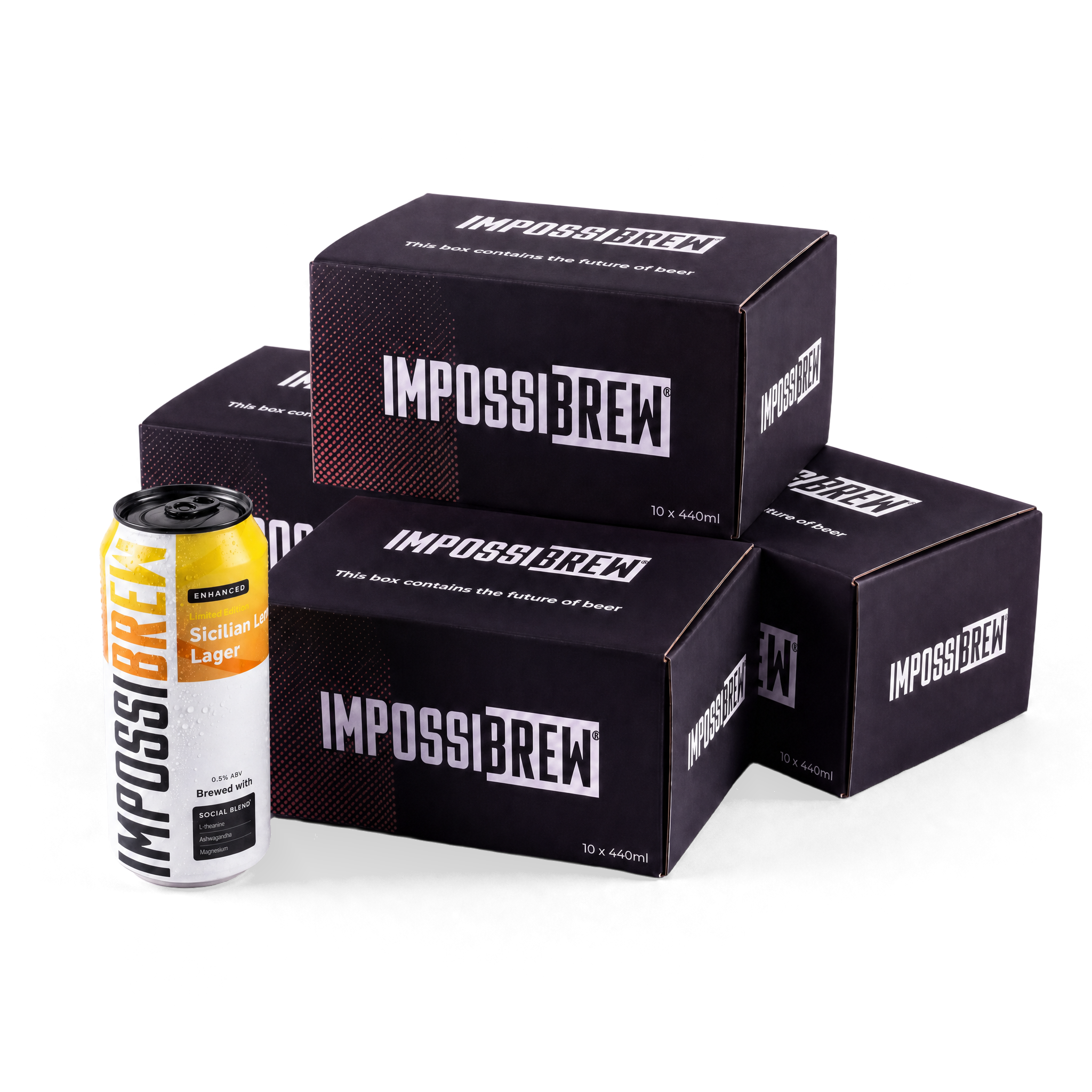 IMPOSSIBREW Sicilian Lemon & Apricot Lager 40-can quantity image - four 10-pack cartons and one can