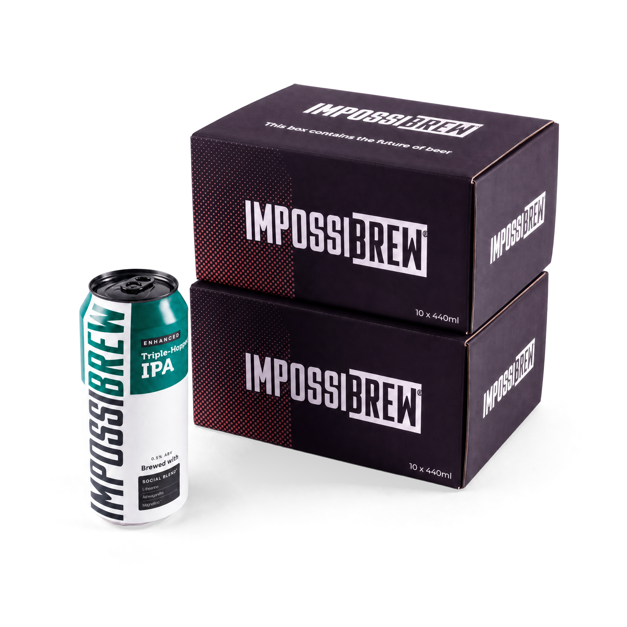 IMPOSSIBREW Triple Hopped IPA 20-can quantity image - two 10-pack cartons and one can