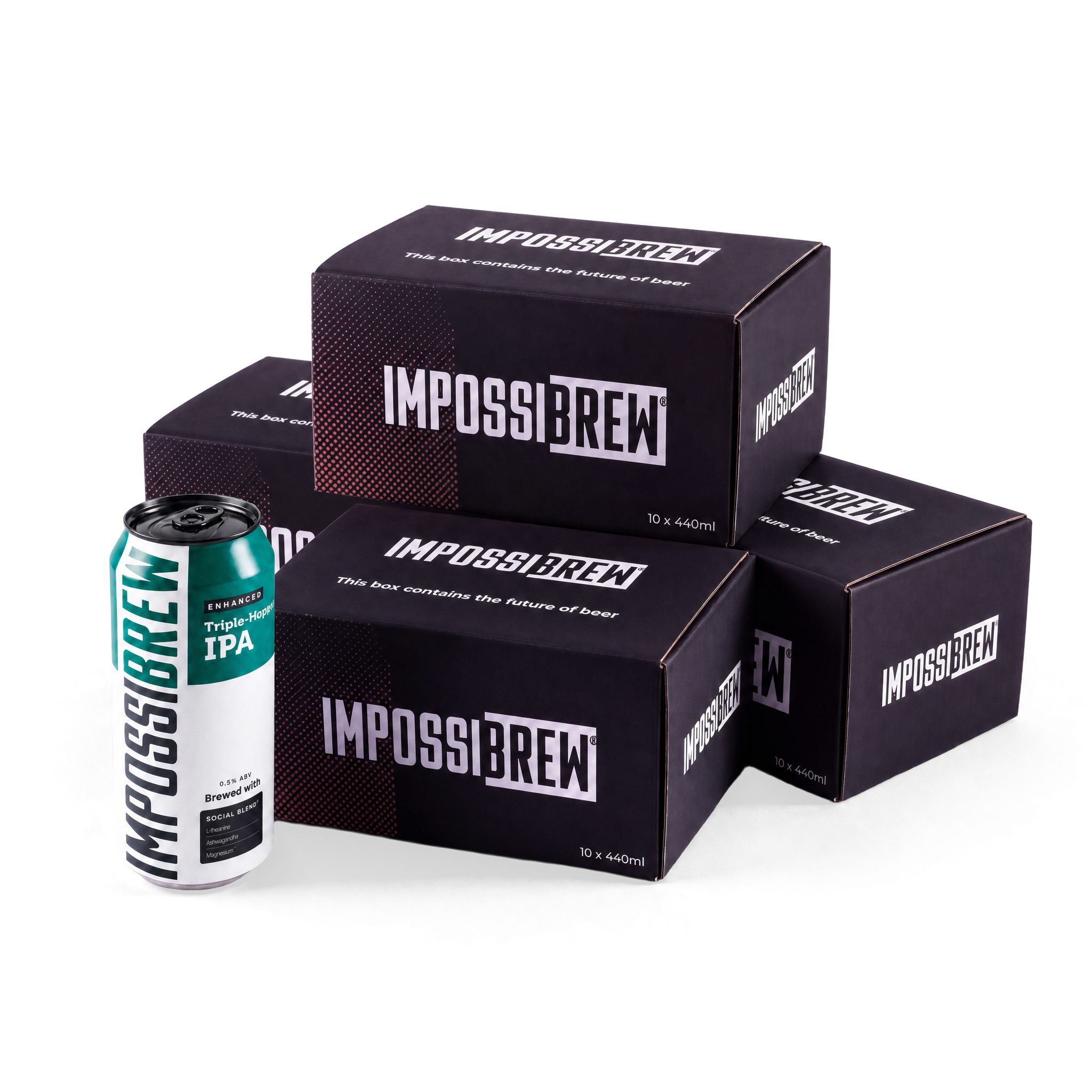 IMPOSSIBREW Triple Hopped IPA 40-can quantity image - four 10-pack cartons and one can