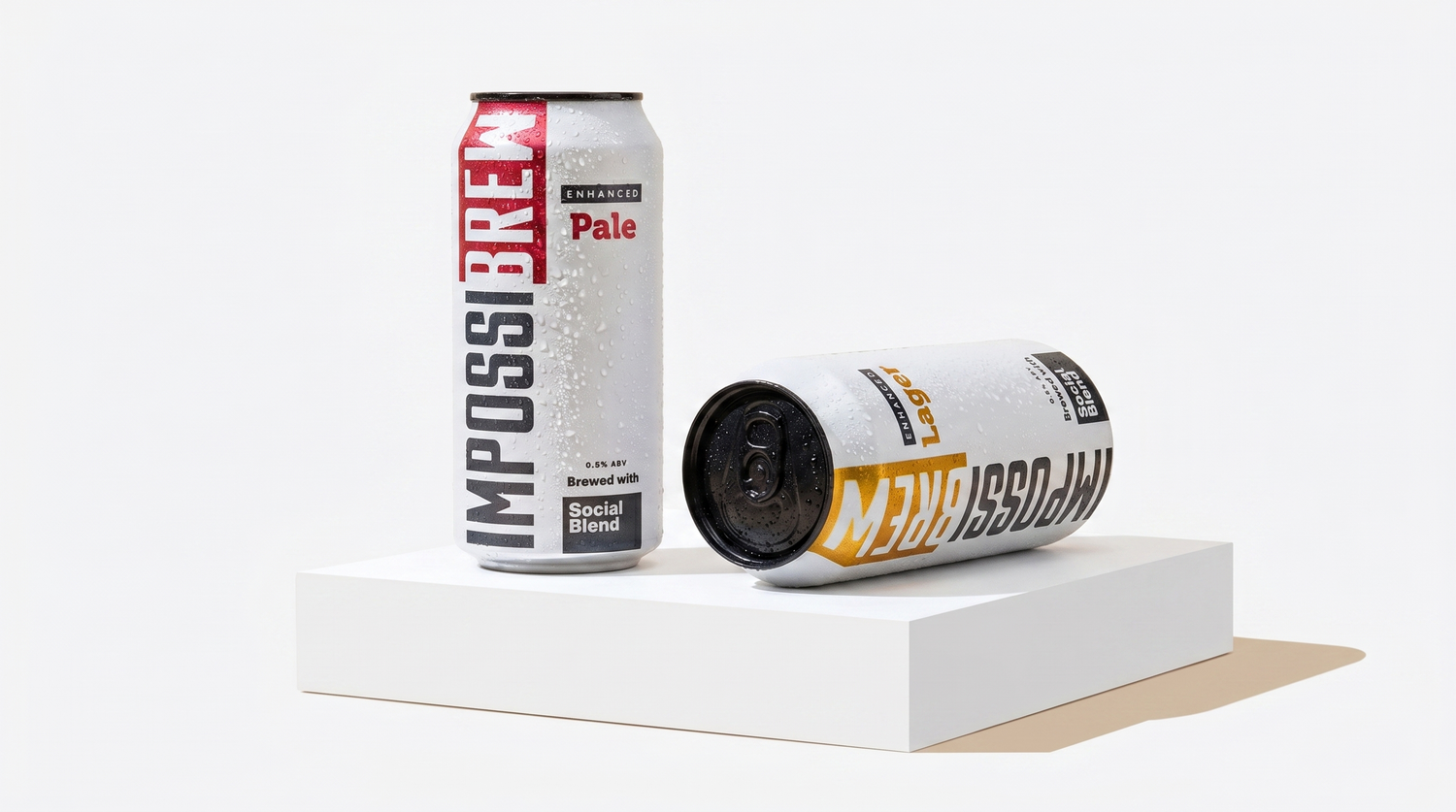 IMPOSSIBREW Enhanced Pale and Enhanced Lager cans