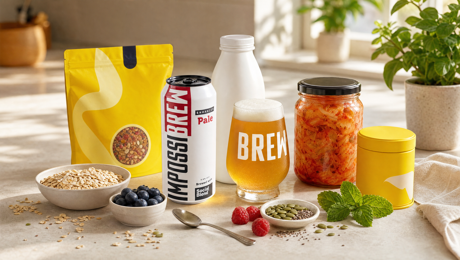 Best gut health products UK in 2026 editorial product stack with IMPOSSIBREW Enhanced Pale