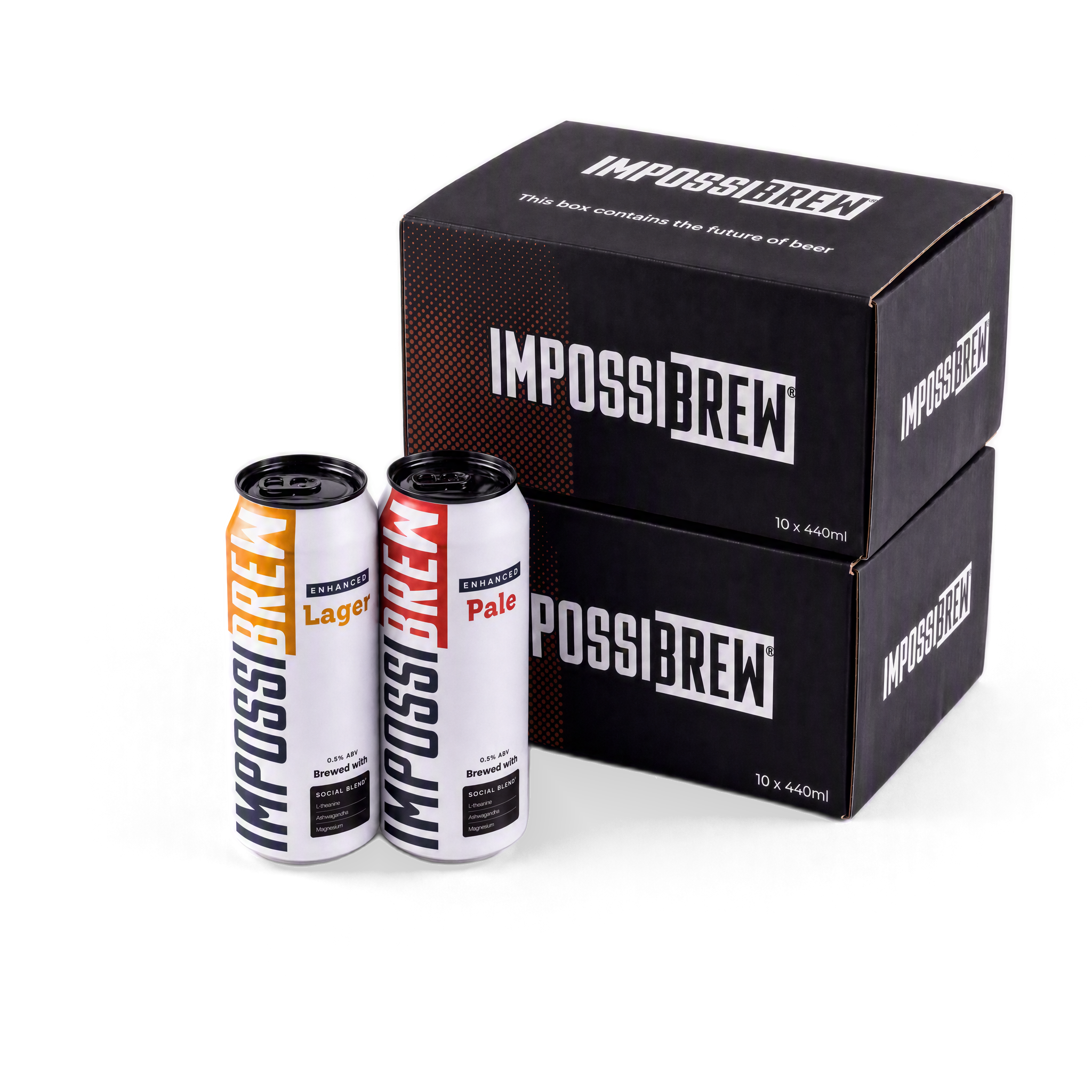 IMPOSSIBREW Mixed Bundle 20-can quantity image - two 10-pack cartons with Lager and Pale cans