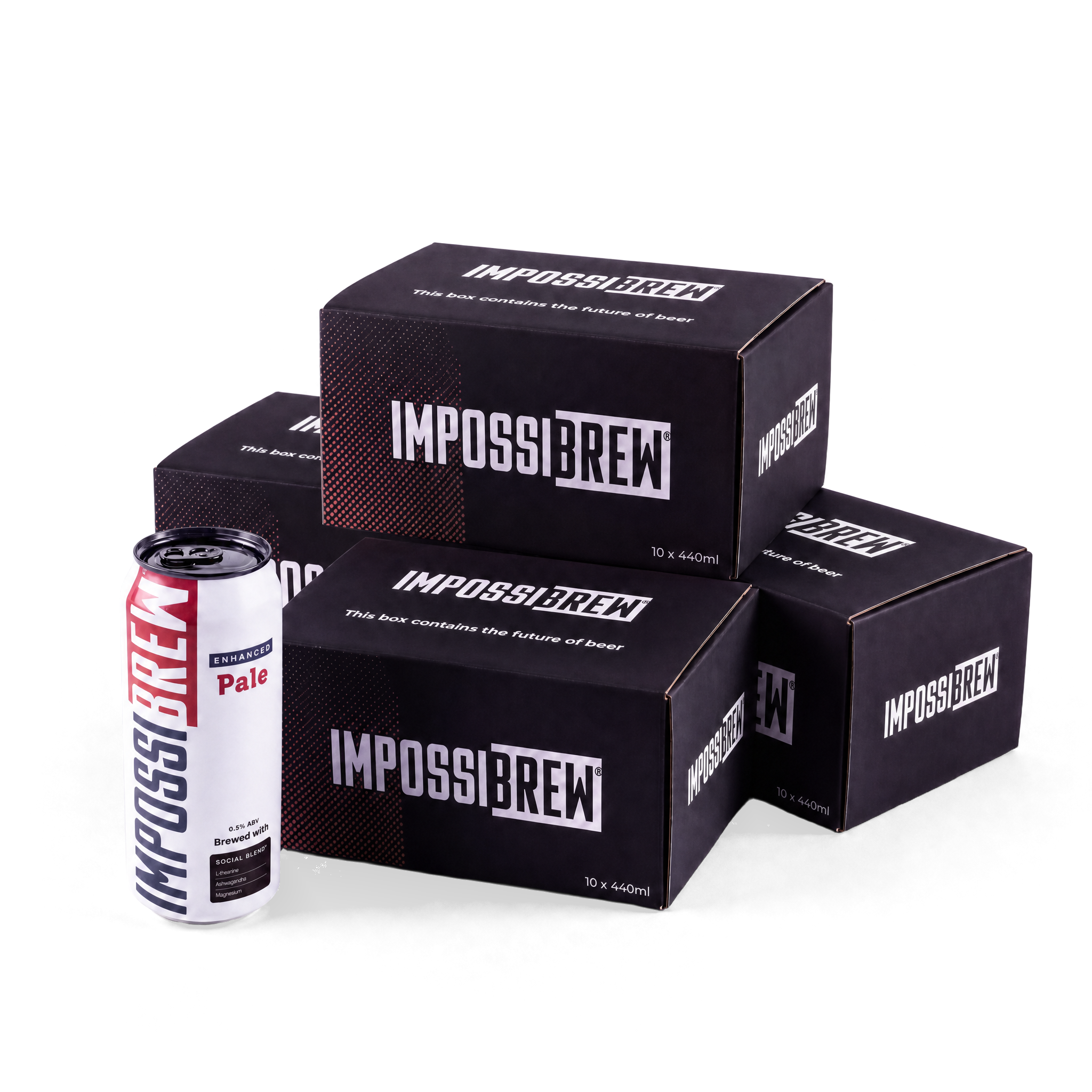 IMPOSSIBREW Enhanced Hazy Pale 40-can quantity image - four 10-pack cartons and one can